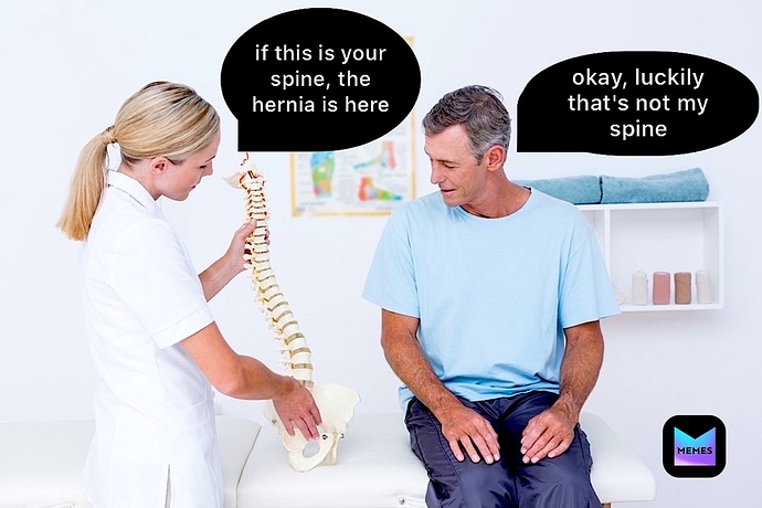If this is your spine the hernia is here