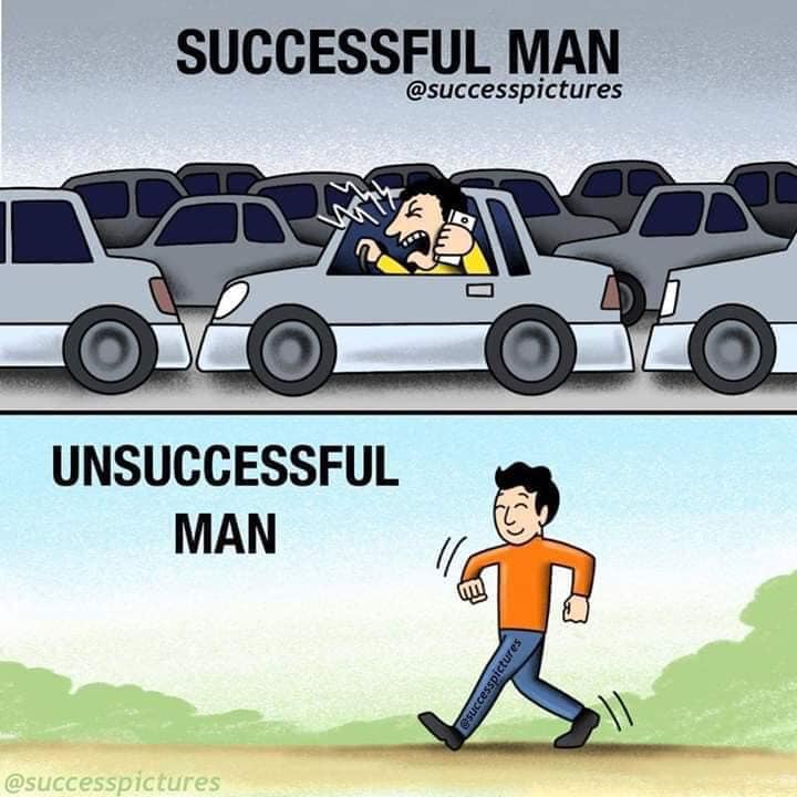 The successful man struggles because he has responsibilities.