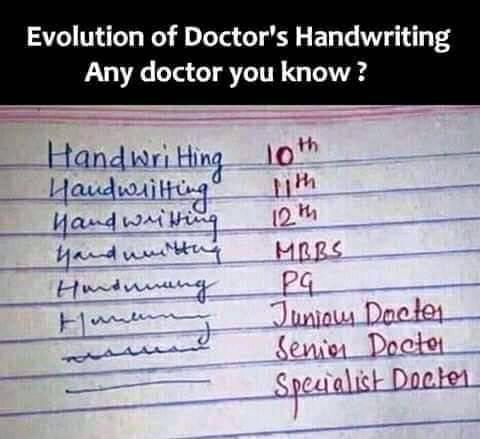 Evolution of doctors handwriting any doctor you know