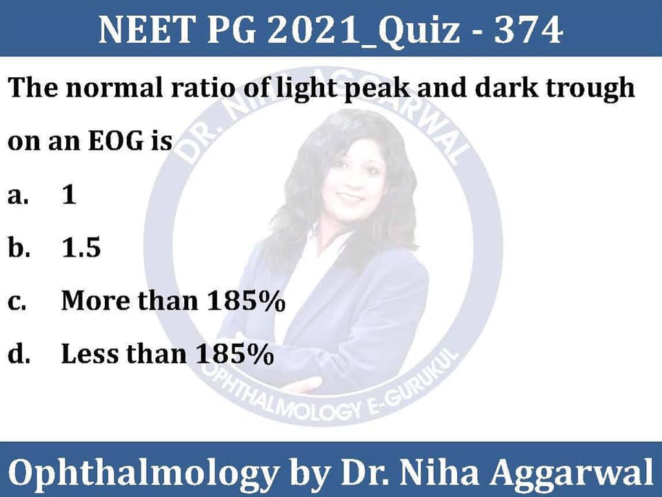 The normal ratio of light peak and dark trough on an EOG is