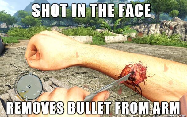 Shot in the face …